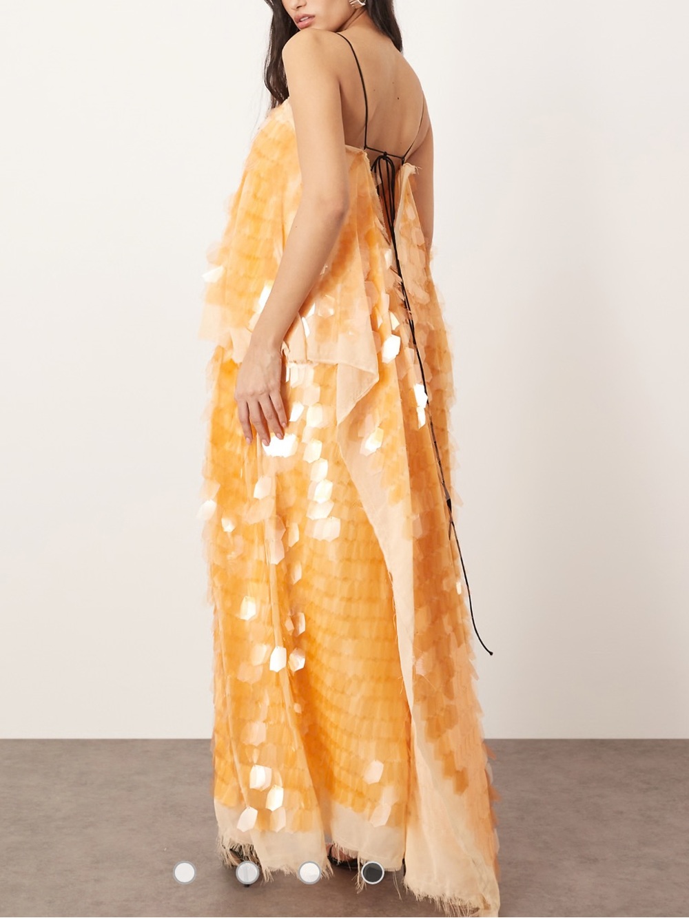 ARRANGE embellished shard sequin layered cami maxi dress in peach - Picture 4 of 8